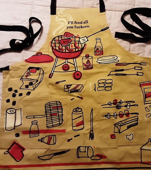 Funny Blue Q Apron with Grill Design Naughty - Picture 2 of 3